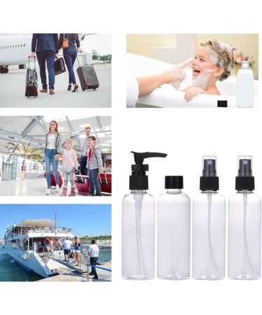 Buy Lufevrm Travel Bottle Set - 4 Leakproof Refillable Spray & Pump Bottles - 80ml for Shampoo & Perfume with Transparent Carrier Pocket - International Shipping Available - Buy Online on GoSupps.com