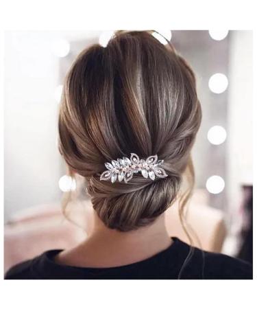 Cimenexe Bohemian Crystal Leaf Hair Comb Rhinestone Leaf Headpiece Gold Pearl Hair Barrette Vintage Pearl Flower Comb Headwear Hairpiece Wedding Comb Hair Accessories Jewelry for Women and Girls