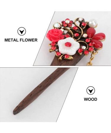 FRCOLOR Japanese Hair Chopsticks Vintage Hair Pin Rhinestone Hair Stick Chinese Hair Sticks Retro Hair Stick Tassel Hair Stick Flower Hair Chopsticks Japanese Hair Stick Bun Wooden Women's - Buy Online on GoSupps.com