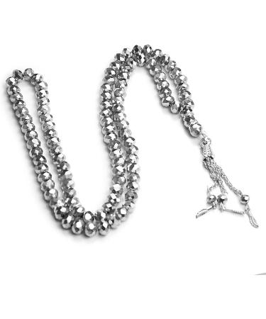 VSilay Lianxue Acrylic Alloy Prayer Pearl Bracelet | Exquisite Tasbih Rosary & Islamic Hand Rings for Meditation | Silver Spiritual Accessory - Buy Online on GoSupps.com