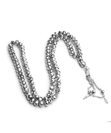 VSilay Lianxue bracelet made of acrylic alloy prayer pearl bracelet exquisite tasbih rosary Islamic hand rings for spiritual meditation and reflection silver