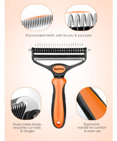 Malsipree 2-in-1 Dog & Cat Brush - Ultimate Pet Fur Care for Long & Short Hair - Big Orange Brush for De-Shedding & Knot Prevention - Buy Online on GoSupps.com