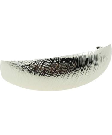 Ladies Brushed Metal Modern Boho Hair Barrette Clip Curved Oblong (Silver Tone) - Buy Online on GoSupps.com
