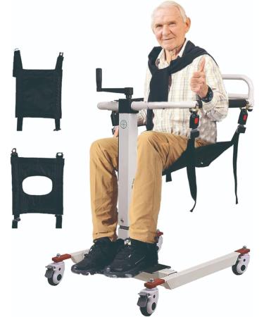 Portable Patient Lift Patient Lifts Multifunctional Patient Transfer Lift for Disabled Elderly with Padded Seat with Wheels Adjustable Height
