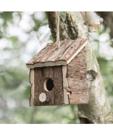 Garden Mile 2x Natural Wooden Bird Houses - Traditional Hanging Wild Bird Nesting Boxes for Outdoor Garden Decor - Buy Online on GoSupps.com