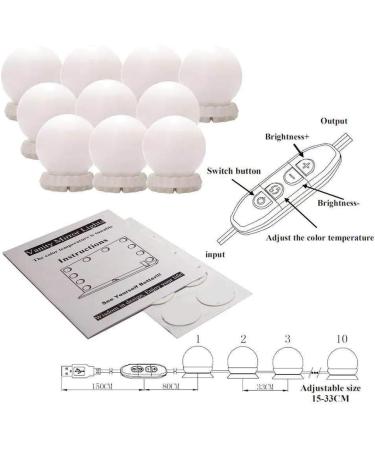 Style LED Mirror Light USB Cosmetic Make Up Lamp 10 Bulbs Kit 3 Colors Lighting Beauty - Buy Online on GoSupps.com