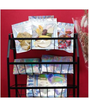 Holographic Resealable Bags - 100 Pack 4x6 Smell Proof Foil Ziplock Pouches for Food Storage & Party Favors - Buy Online on GoSupps.com
