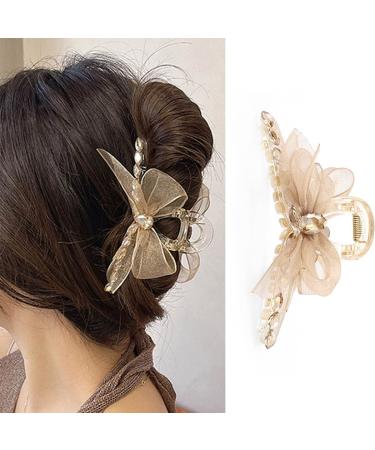 Bohend Large Rhinestone Hair Claw Bow Viscous Hair Clip Strong Large Hair Styling Accessories for Women Girls