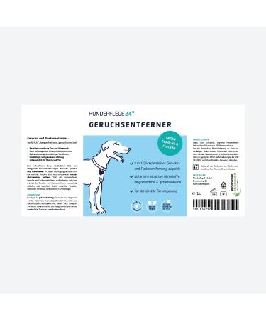 Dog Care24 Stain & Smell Remover Spray 1L | Powerful Odor Neutralizer for Pet Urine Feces Vomit & Sweat - Natural Cleaner for Dogs & Cats - Buy Online on GoSupps.com