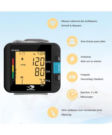 Buy BERKEMED Blood Pressure Monitor - Full Automatic Wrist Monitor with 2x99 Memory & LED Display - Arrhythmia Detection - International Shipping Available - Buy Online on GoSupps.com
