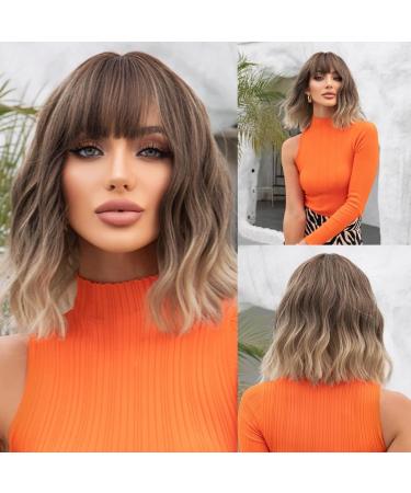 Testar short brown wig with pony ombr gray blonde hair wigs for women natural wavy bob wigs short curly curly wig synthetic wigs for girls daily party clothing - Buy Online on GoSupps.com