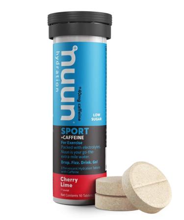 Nuun Sport + Caffeine: Electrolyte Drink Tablets, Cherry Limeade, 1 Tube (10 Servings) Cherry Limeade 10 Count (Pack of 1)