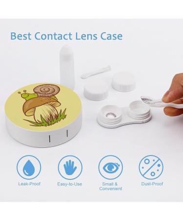 Mushroom & Snail Round Case For Contact Lens Kit Storage Box with Mirror Printed - Buy Online on GoSupps.com