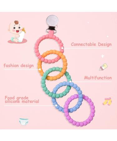 Vicloon Baby Teething Toy Set | Food Grade Silicone Teether Chew Toy for Babies 0-24 Months | Attachable Baby Teether Links in Pink Purple - Buy Online on GoSupps.com