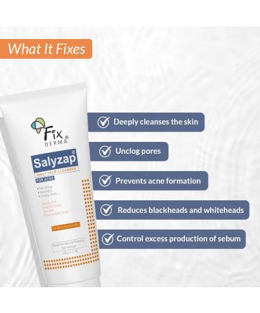 FIXDERMA 2% Salicylic Acid Face Cleanser | Salyzap Daily Wash for Acne | Best Face Wash for Oily & Sensitive Skin - 2.1 Fl Oz - Buy Online on GoSupps.com