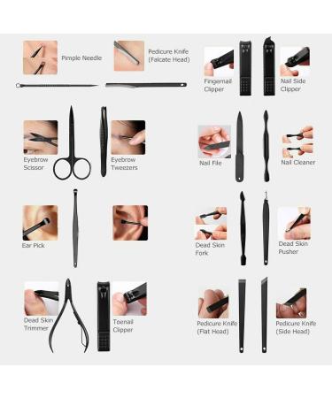 16-Piece Stainless Steel Manicure and Pedicure Kit in Brown Leather Case - Professional Nail Care Tools for Men - Buy Online on GoSupps.com