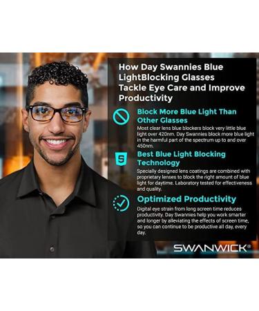 Buy Swanwick Blue Light Blocking Glasses - Anti Eyestrain & Headache Relief for Men & Women | Classic Day Swannies (Tortoise Shell) | Improve Sleep & Protect Eyes - Buy Online on GoSupps.com