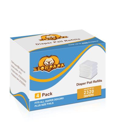 Lionpapa Refills Compatible with Dekor Plus Diaper Pails Pails,4 Pack 4 Count (Pack of 1)-Plus