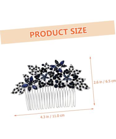 Didiseaon Dark Blue Hair Comb Wedding Rhinestone Hair Clip Girls Barrettes for Hair Floral Hair Comb Bridal Glitter Barrette Hair Combs European and American Zinc Alloy Bride Wig - Buy Online on GoSupps.com