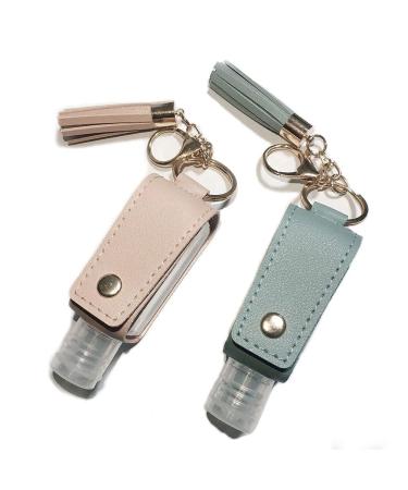 NA 2PCS Refillable Travel Bottles Empty Leakproof Plastic Travel Bottle with Leather Keychain Oil for Hand Sanitizer Travel Outdoor Activities School