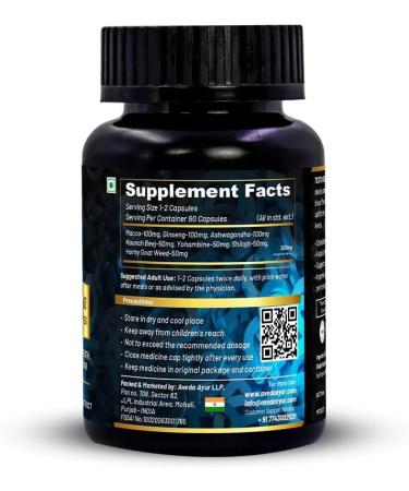 Life Aveda Testo Energy Max Vegan Capsules Natural Ingredient | Health Supplement | Supports Normal Energy Levels Muscle & Reduction in Fatigue | 60 Veg Capsules - Buy Online on GoSupps.com
