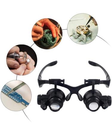 Magnifying 10X 15X 20X 25X Double Eye Glasses Loupe Head Wearing Magnifying Glasses Headset with LED Light for Watch Repair Jeweler Made in China - Buy Online on GoSupps.com
