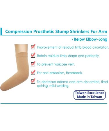 Prosthetic Stump Shrinkers for Arm - Below Elbow Compression Sleeve | Healthcare Amputee Support | 20-30 mmHg Elastic | Taiwan Excellence L Beige - Buy Online on GoSupps.com