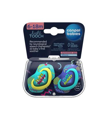 Canpol Babies Silicone Pacifiers - 2 Pack (6-18 Months) | Neon Love Boy - Safe & Soft Baby Soothers - Buy Online on GoSupps.com
