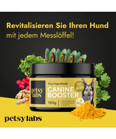 PETSY LABS Canine Booster (2 x 150 g) with Green-lipped Mussel Dog Supplement Dog Supplement Supports Immune System Joint Mobility and More - Buy Online on GoSupps.com