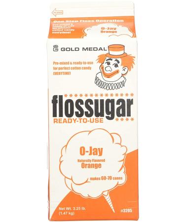 Concession Essentials - GM-Orange Floss-1ct Cotton Candy Floss Sugar Orange -1 Carton 1 Carton-3.25 Pound Carton- Orange Floss Sugar