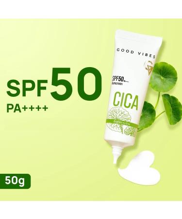 Good Vibes CICA Sunscreen SPF 50 PA++++ | Cica Extract 3% Niacinamide & Hyaluronic Acid | Lightweight Aqua Gel | Non-Greasy | 50g/ 1.76 Ounce - Buy Online on GoSupps.com