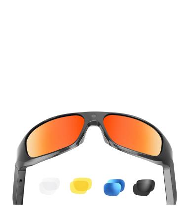 OhO 4K Ultra HD Camera Glasses,512GB Built-in Memory Smart Glasses with UV400 Sunglasses Lens for Outdoor Sport Black 6-Red Lens-512GB