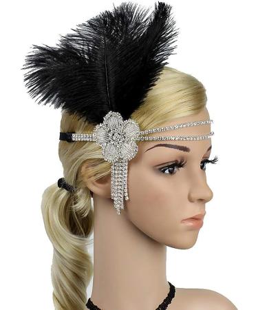 Great Gatsby Flapper Headband - Vintage Crystal Rhinestone Tassel Hairband in Black - Buy Online on GoSupps.com