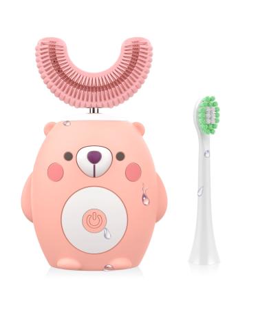 U Shaped Kids Electric Toothbrush, Whole Mouth Baby Toothbrush (2-6 Year) (Pink)