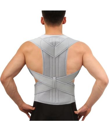 Oakye Light Gray XXL Back & Shoulder Support Belt | Pain Relief & Posture Correction Corset | Cervical Spine Support - Buy Online on GoSupps.com