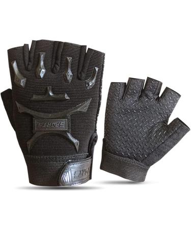 Integkoos Children's Racing Bike Gloves - Half-Finger MTB & Roller Skate Anti-Slip Training Gloves for Young Girls - Short Sports Gloves for Riding Fishing Golf - Black - Buy Online on GoSupps.com