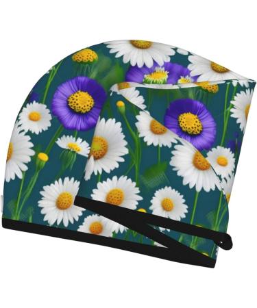 Wild Flowers & Daisies Coral Velvet Hair Cap - Dry Curly Long & Thick Hair Anti Frizz | Best Drying Solution - Buy Online on GoSupps.com