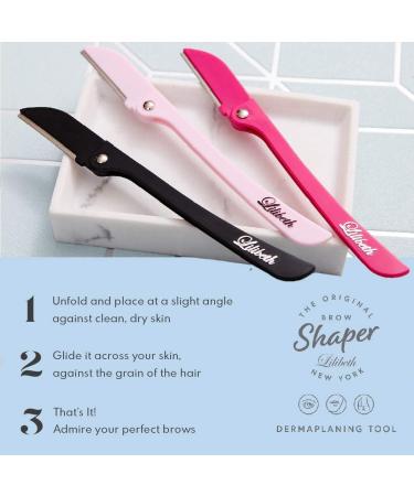 Lilibeth of New York Brow Shaper - Foldable Eyebrow Trimmer & Facial Hair Removal Tool - Peach Fuzz & Dermaplaning Device for Women - Aqua - Buy Online on GoSupps.com
