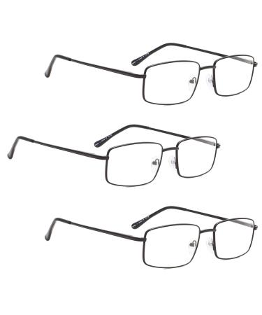 READING GLASSES 3 pack Metal Readers for Men 3 Black 2.0 x