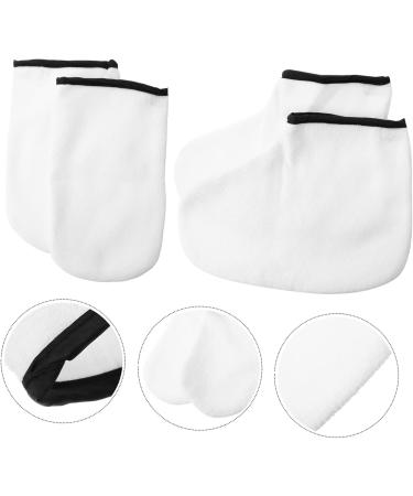 Ipetboom 2 Pairs Hand and Foot Mask Wax Socks Paraffin Wax Foot Bags Wax Tools Wax Hand Gloves Paraffin Wax for Hands Boot Glove Bath Mittens White Knitted Fabric Spa Facial Mask - Buy Online on GoSupps.com