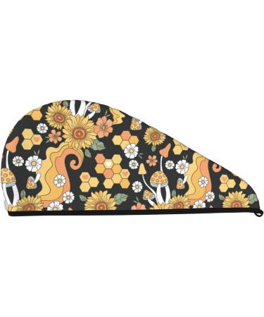 Mushroom Honeycomb Microfiber Hair Towel | Super Absorbent Coral Velvet Wrap for Long Curly Hair | Quick Dry Cap for Women - Buy Online on GoSupps.com