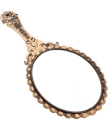 Ogquaton Vintage Compact Decorative Hand Mirror - Antique Gold 250x115mm | Hand Held Travel Mirror - Practical and Popular - Buy Online on GoSupps.com