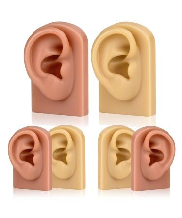 YGAOHF 4PCS Soft Silicone Ear Model - 2 Colors Left and Right Flexible Model Fake Ear Piercing Practice Realistic Fake Ear Mold for Jewelry Display