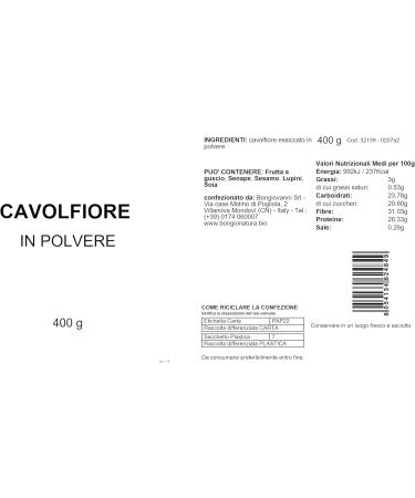 Bongiovanni Natural Glutenfree cauliflower powder 400 g - Buy Online on GoSupps.com