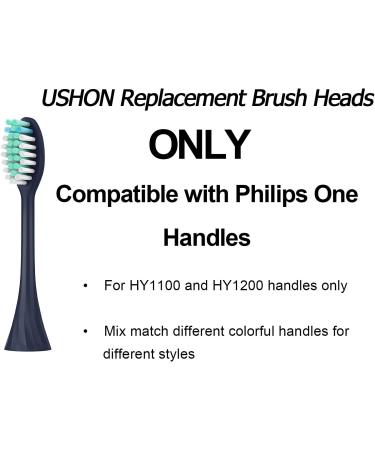 USHON Toothbrush Replacement Brush Heads for HY1100 & HY1200 - 4 Pack (Midnight Navy Blue) | Philips One Electric Toothbrush Compatible - Buy Online on GoSupps.com