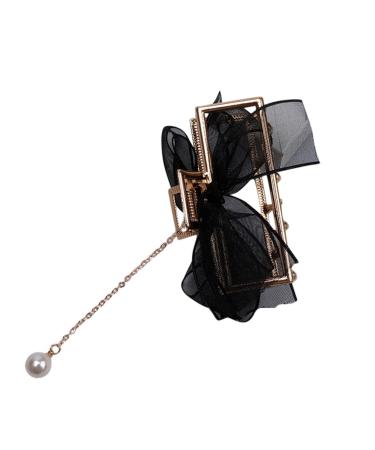 Butterfly hair clips large elegant metal hair clip with ribbon and pearl pendant torture for women girls bride 1 piece d02-right