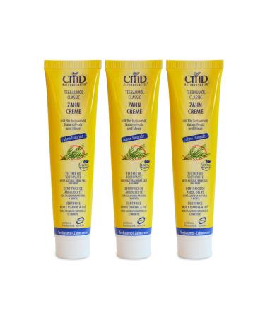 CMD Tea Tree Oil (3 X 75 Ml) Mild Organic Toothpaste Vegan Fluoride-Free Natural Cosmetics