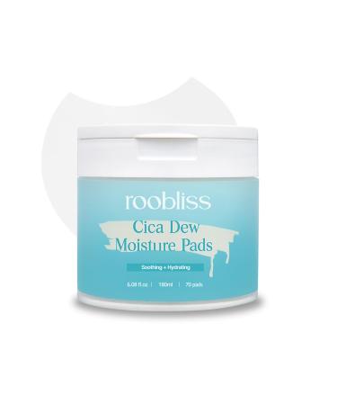 roobliss CICA Dew Moisture Pads | Cooling CICA Toner Pad for Sensitive Skin | Hydrating Soothing with Centella Asiatica Niacinamide & Hyaluronic Acid | Korean Skincare | 70 Pads (6.08 fl oz / 180 mL)