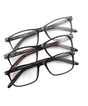 by Foster Grant Cole Full Rim Rectangular Reading Glasses 3-Pack (Shiny black/Classic tortoise/Shiny grey 1.75)