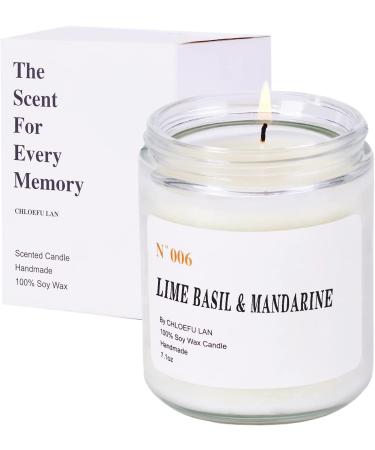 Chloefu LAN (Lime Basil & Mandarin) 7oz Soy Scented Candle | Luxury Gift for Both Men & Women | Organic, Highly Scented | 45 Hour Burn Time - Buy Online on GoSupps.com